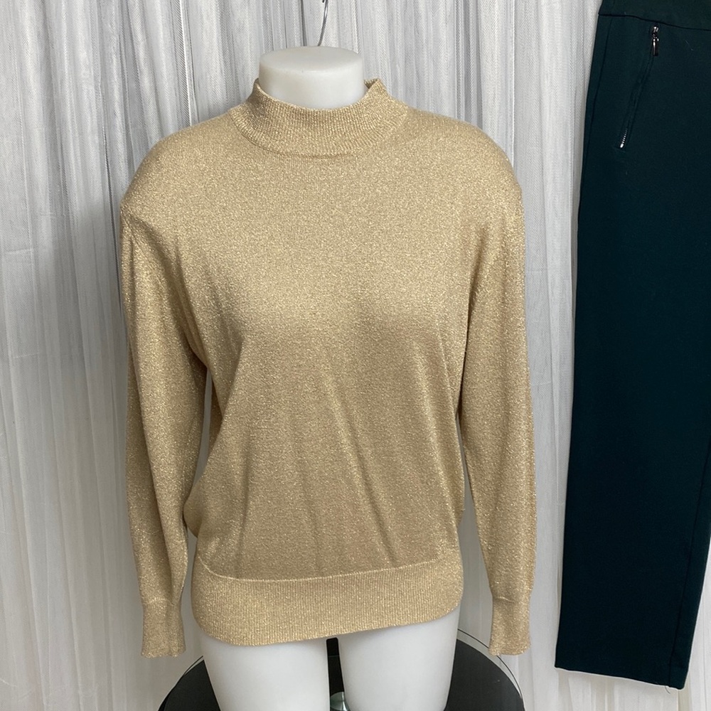 Vintage 90’s Magnolia gold glitter mock neckline pullover sweater Size L
